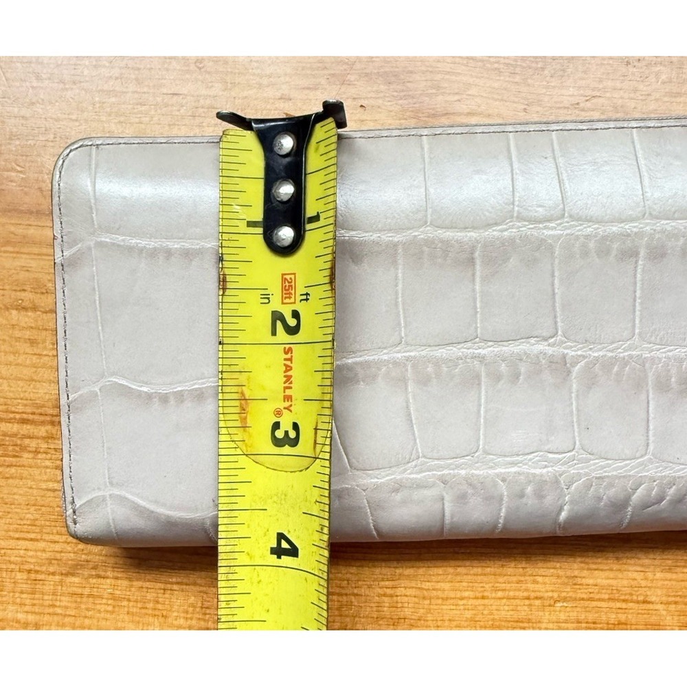 Vintage COACH Leather Wallet Taupe/ Warm Gray Crocodile Gator Embossed Long Zip - Picture 4 of 9